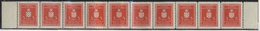 ** Kroatien - Dienstmarken: 1942, 3 Kuna Gezähnt L11½, Waagerechter 10er-Streifen, Rechts Und Links Mit Bogenrand - Croatia