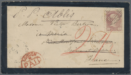 Br Canada: 1877. Mourning Envelope Addressed To France Bearing 'Small Queen' SG 88, 10c Deep Lilac Magenta Tied By Bar O - Altri & Non Classificati