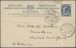 GA Canada - Ganzsachen: 1905. Canada Postal Stationery Card Two Cents Blue Cancelled By Cranbrook Date Stamp ‘Nov 15 05’ - 1860-1899 Regno Di Victoria