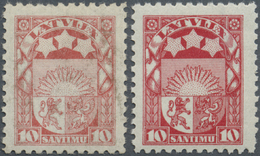** Lettland: 1923, Freimarke: Staatswappen 10 S Mattrosa Mit Fabrikwasserzeichen, Sehr Selten, Auflage Nur 400 St - Latvia