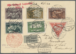 Lettland: 1933, First Flight Latvia-Africa Airmail-card (crashed In Germany) Bearing Complete Set Aizsargi II - Latvia