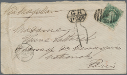 Br Chile: 1875. Envelope (creases) Addressed To France Bearing Chile Yvert 15, 20c Green Tied By British Post Office In  - Cile