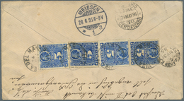 Br Chile: 1895, 5c. Ultramarine Four Singles Stamps On Reverse Of Registered Cover Tied By "VIMA DEL MAR CHILE 24/MAY/95 - Cile