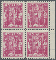 ** Lettland: 1934, Verfassung 20 S Lilarosa Im Postfrischen Luxus-4er-Block Vom Rechten Rand, Dabei Linke Obere M - Latvia