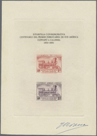 (*) Chile: 1954, 100 Years Of Railway In South America, Souvenir Sheet With Locomotive 1 P. And 10 P. On Paper Without G - Cile