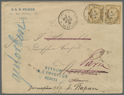 Br Lettland - Besonderheiten: 1876, Ventspils, Incoming Mail From France, Cover Bearing Two Copies 15c. Brown "Ce - Lettonie