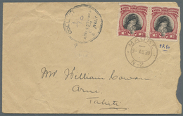 Br Cook-Inseln: 1939. Envelope (faults) Addressed (right Side Some Reduced) To Tahiti Bearing Cook Islands SG 107, 1d Bl - Cook Islands