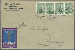 Br Liechtenstein: 1912/1914, 2x5 H.Fürst Auf Damenbriefchen Und 4x 5 H. Auf Größerem Geschäftsbrief, Interessante - Covers & Documents