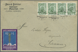 Br Liechtenstein: 1912/1914, 2x5 H.Fürst Auf Damenbriefchen Und 4x 5 H. Auf Größerem Geschäftsbrief, Interessante - Lettres & Documents