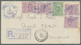 Br Costa Rica: 1897. Registered, Advice Of Receipt Envelope Addressed To 'Captain Bass, Agent P.S.N.C., Panama' Bearing  - Costa Rica