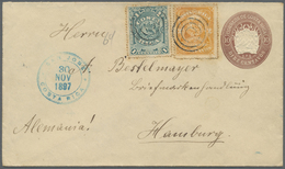 GA Costa Rica: 1897. Postal Stationery Envelope 10c Brown Upgraded With Yvert 31, 1c Blue/green And Yvert 32, 2c Yellow  - Costa Rica