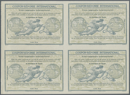 GA Costa Rica: Design "Rome" 1906 International Reply Coupon As Block Of Four 12 C. Costa Rica. This Block Of Internatio - Costa Rica