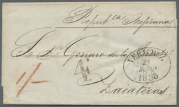 Br Cuba: 1855. Stampless Envelope Written From Havana Dated '24 June 1855' Addressed To Zacatecas, Mexico Cancelled By C - Autres & Non Classés