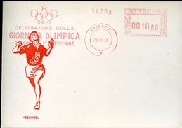 25775 Italia, Red Meter/freistempel/ema/ Roma  1958 Giornata Olimpica, Coni, Settembre 1958 - Marcofilia - EMA ( Maquina De Huellas A Franquear)