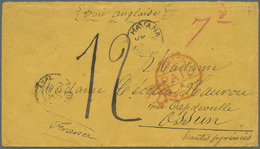 Br Cuba: 1873. Stampless Envelope Addressed To France Cancelled By Havana/Paid Date Stamp 'Jy 9th' Charged '7d' In Red C - Other & Unclassified