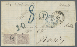 Br Cuba: 1876. Envelope Written From Havana Addressed To France Bearing SG 65, 25c Mauve (2) Tied By Circular 'P.C' Hand - Autres & Non Classés