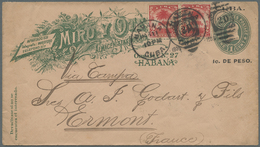 GA Cuba: 1901. Illustrated United States Postal Stationery Envelope Surcharge '1c De Peso' Upgraded With Cuba Yvert 141, - Other & Unclassified