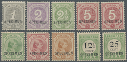 (*)/* Curacao: 1889. Selection Of 'Specimen' Stamps Including Postage Dues. Scarce Group. (10). - Curaçao, Antilles Neérlandaises, Aruba