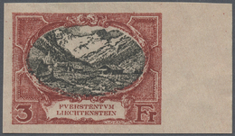 (*) Liechtenstein: 1921, Der Nicht Ausgegebene Wert Zu 3 Fr. Mit Dem Bild Der Kapelle In Steg In Den Farben Rot Un - Covers & Documents
