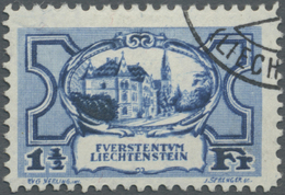 O Liechtenstein: 1925, 1 1/2 Fr. Blau Auf Faserpapier Mit Deutlichem DOPPELDRUCK (nach Links Verschoben) Gestemp - Covers & Documents