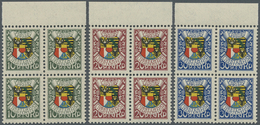 **/ Liechtenstein: 1927, 87. Geburtstag Fürst Johann II. Im Viererblock Vom Bogenoberrand, Schneeweiße Serie (S.B. - Covers & Documents