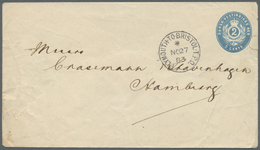 GA Dänisch-Westindien: 1883, 2 C Blue Postal Stationery Envelope (small Faults/tear), Addressed To The Merchants Crasema - Danemark (Antilles)