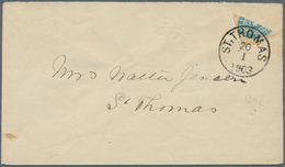 Br Dänisch-Westindien: 1902, Diagonal Bisected 4 C Blue/ocre On Envelope With Date Of First Day(!) Of Bisected-stamps Us - Danimarca (Antille)