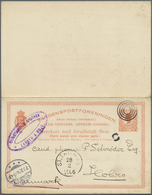 GA Dänisch-Westindien: 1906, Stationery Double Card 10 Bit, Question Card With Mute 4-ring Cancel Sent From Christianste - Danimarca (Antille)