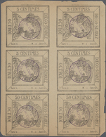 O Diego Suarez: 1890 Ca., Sheet Of Six Fiscal Stamps. Four With The Value Of 5 Centimes And Two Of 50 Centimes. All Of T - Altri & Non Classificati