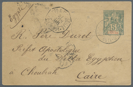 GA Elfenbeinküste: 1898. Postal Stationery Envelope 5c Green (flap Missing) Cancelled By Jacqueville/Cote D 'Ivoire Date - Costa D'Avorio (1960-...)