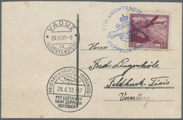 Br Liechtenstein: 1932, 1 Fr. Flugpost Auf Ansichtskarte "Kapitän J.Mistelbacher", Zeppelinpost Der Schweizfahrt - Lettres & Documents