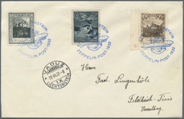 Br Liechtenstein: 1932, 60 Rp., 1.20 Fr. Landschaften Und 20 Rp. Flugpost Auf Zeppelinbrief Der Schweizfahrt Mit - Lettres & Documents