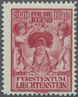 ** Liechtenstein: 1932, Jugendfürsorge, 20 Rp, Postfrisch Mit PLATTENFEHLER Auf Feld 9 "weißer Kratzer Durch ´EN´ - Lettres & Documents