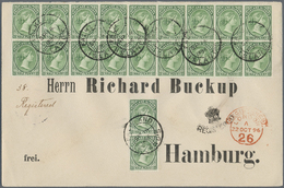 Br Falklandinseln: 1896, ½d. Green, Block Of 18 And Vertical Pair On Registered Letter To Richard Buckup/Hamburg, Clearl - Falkland Islands
