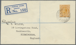 Br Falklandinseln: 1929, 6d. Yellow-orange, Single Franking On Registered Cover From "PORT STANLEY 27 MY 29" To Biriming - Falkland