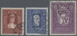 O Liechtenstein: 1933/35, 2 Fr. - 5 Fr., Fürstin, Fürst & Wappen Sauber Gestempelter, Attraktiver Und Tadellos E - Lettres & Documents