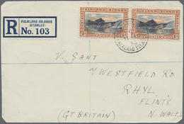 Brrst Falklandinseln: 1933, 4 Pence Falklands Jubilee On Front Of A Registered Letter From STANLEY To GB. - Falkland