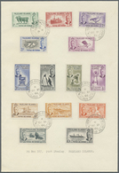 Brrst Falklandinseln: 1952, Georg VI Definites Set Of 14 Complete On Piece Cancelled To Order FOX BAY OC 21 66. Very Fin - Falkland