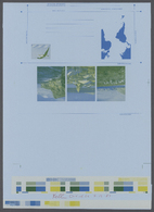 GA Falklandinseln: 1984, Printers Color Progressive Proof In Blue, Yellow And Green, For The 1984 (1st Issue) QE II 19p  - Falkland Islands