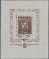 O Liechtenstein: 1934, 5 Fr. Rotbraun Landesausstellungs-Block Mit Vollem Originalgummi Und Sonderstempel Vom ER - Lettres & Documents