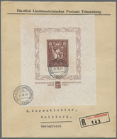 Liechtenstein: 1934, Vaduz-Block Auf Luxus-FDC Mit Ersttag-Ausstellungsstempel ''Fürstl. Liechtenst. Landesaus - Lettres & Documents