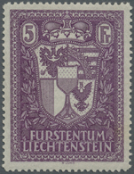 * Liechtenstein: 1935, Landeswappen 5 Fr Schwarzrotviolett, Perfekt Zentriertes Postfrisches Stück, Kaum Wahrneh - Lettres & Documents