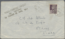 Br Fezzan: 1944, "MISSION SCIENTIFIQUE FRANCAISE / DU FEZZAN / 18 FEVRIER 23 AVRIL 1944", Clear Strike Of Straight Line  - Storia Postale