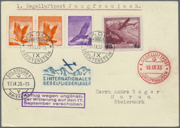 Br Liechtenstein: 1935 (13.9.), Flugpostmarken 'Adler' 10 Rp. Violett, 2 X 15 Rp. Orange Sowie Flugzeug 60 Rp. Au - Covers & Documents