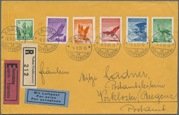 Br Liechtenstein: 1935 (6.5.), Freimarken 'Adler' Kompletter Satz Sowie Freimarke 5 Rp. Auf Luftpost-R-Expressbri - Lettres & Documents