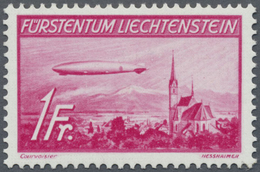 ** Liechtenstein: 1936, 1 Fr. Zeppelin Postfrisch Mit Dem Plattenfehler "roter Fleck Im Zeppelin" - Lettres & Documents