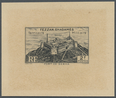 (*) Fezzan: 1946, 2fr. Definitive Stamp "Sebha Fort", Die Proof In Black Colour. Rare And Attractive! (Maury 24, Sass. 5 - Lettres & Documents