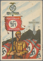 Ansichtskarten: Propaganda: 1933 (ca). Farbkarte "Opferkarte RM -.10 / S.A.-Standarte 8, Berlin-Mitt - Partiti Politici & Elezioni