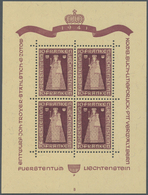 ** Liechtenstein: 1941, Madonna Von Dux 10 Fr. Im Kompletten Postfrischen Luxus-Kleinbogen, Platte B (S.B.K. SFr. - Lettres & Documents