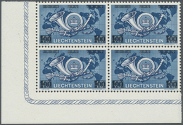 **/ Liechtenstein: 1950, Freimarke: 75 Jahre Weltpostverein Mit Schwarzem Aufdruck Der Neuen Wertstufe Im Luxus-Ec - Lettres & Documents